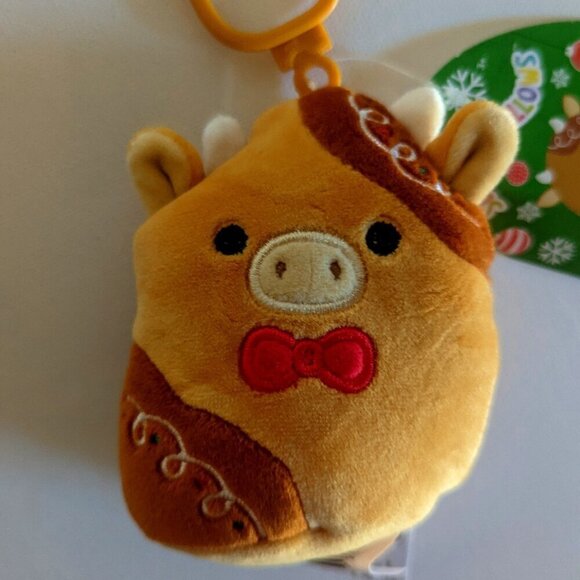NWT 3.5" Jericho Gingerbread Cow Purse Clip Squishmallows Easter Holiday Foodie - Picture 1 of 5